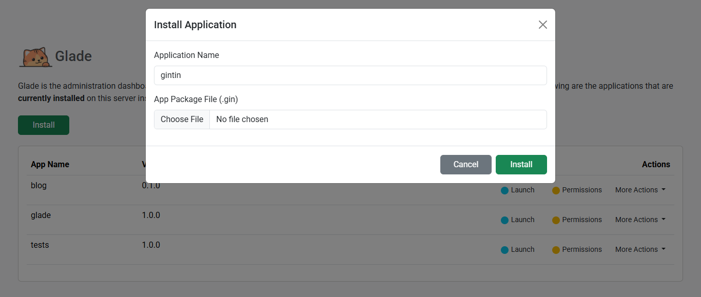 Install App - Package Upload