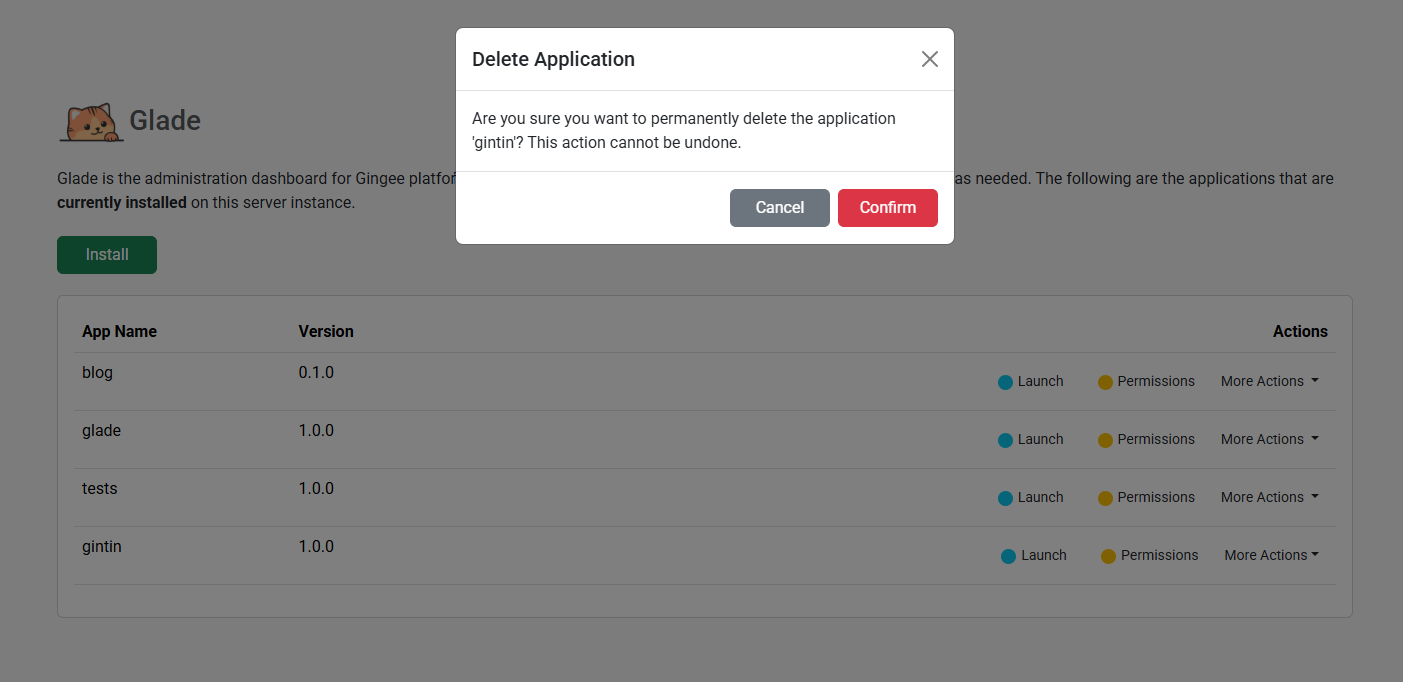 Glade App Delete